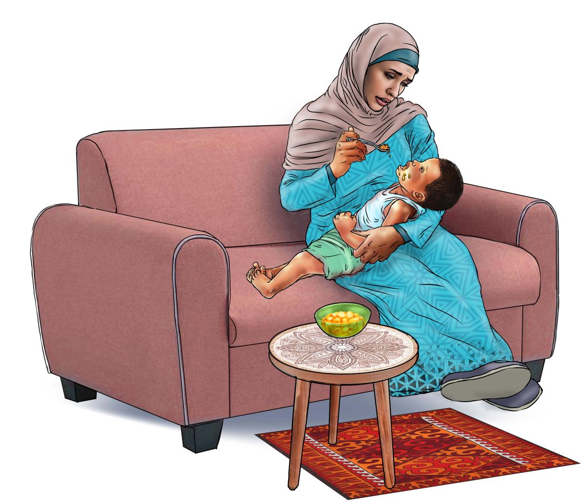 Curated visual reference: Visual Reference: Complementary Feeding Mother And Child With Improper Positioning