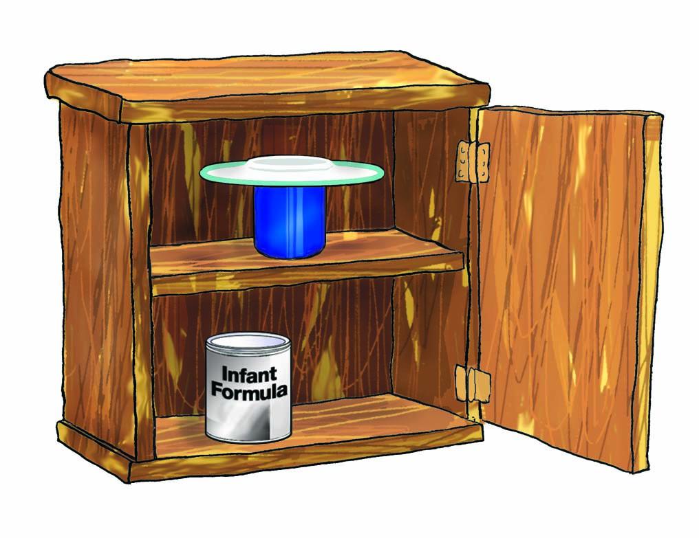 Objects - Cupboard with infant formula and covered cup - 00D - Non-country specific
