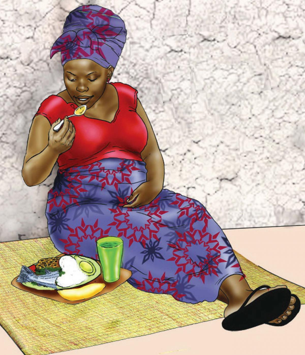 Maternal Nutrition - Pregnant woman eating healthy meal - 01 - Niger