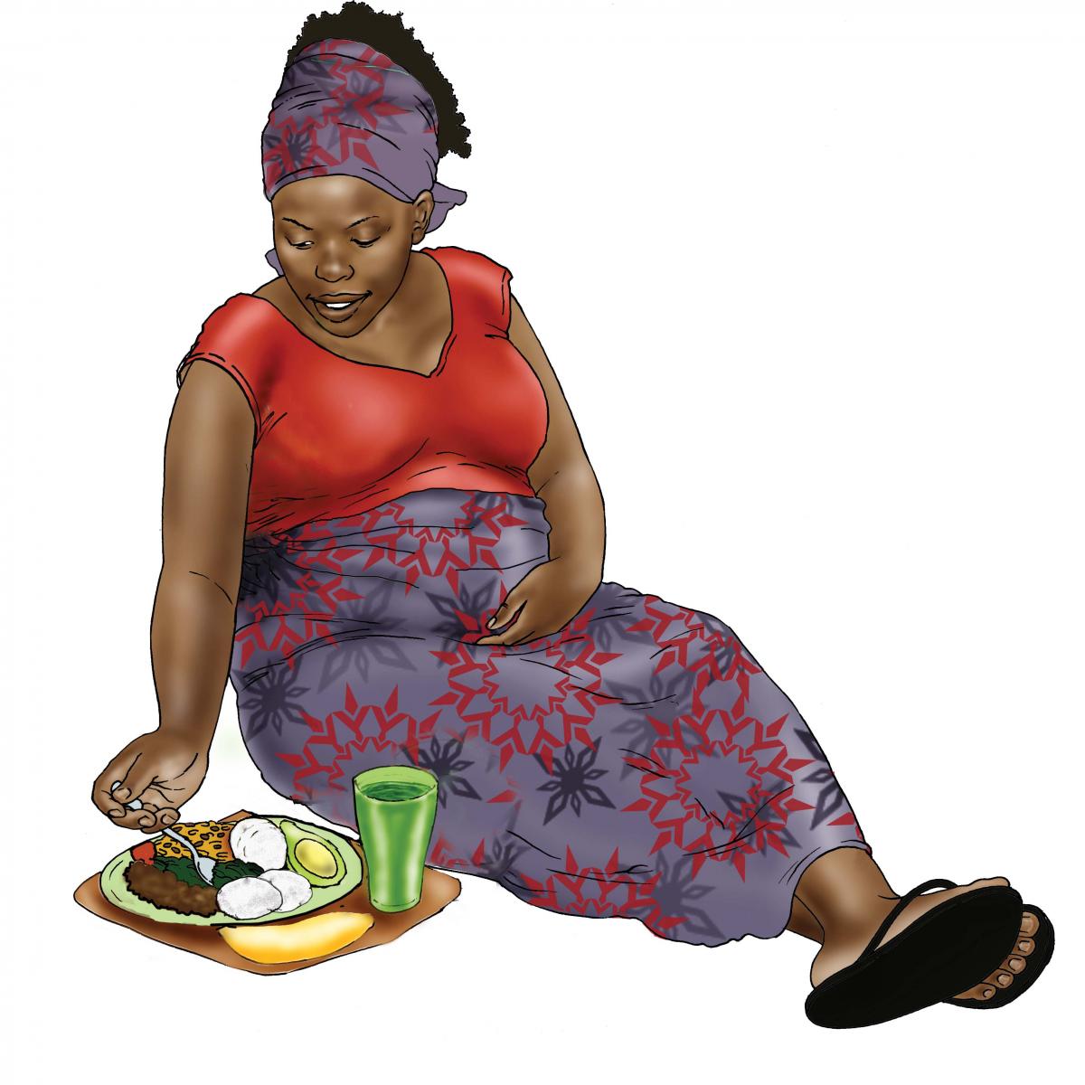 Maternal Nutrition - Pregnant woman eating healthy meal - 02 - Nigeria