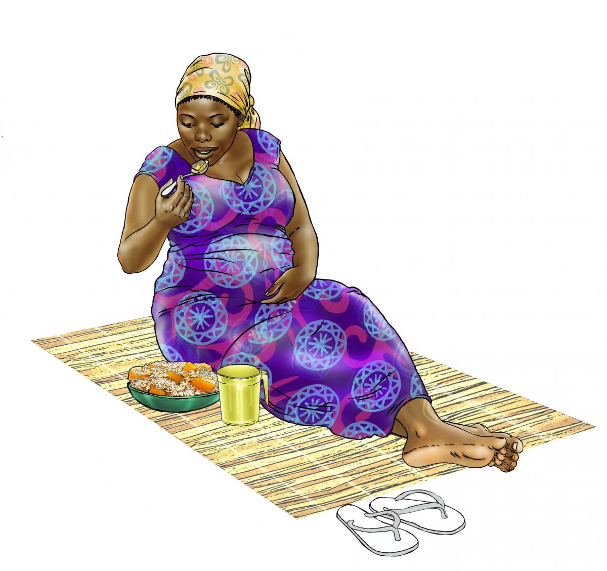Maternal Nutrition - Pregnant woman eating healthy meal - 02 - Sierra Leone