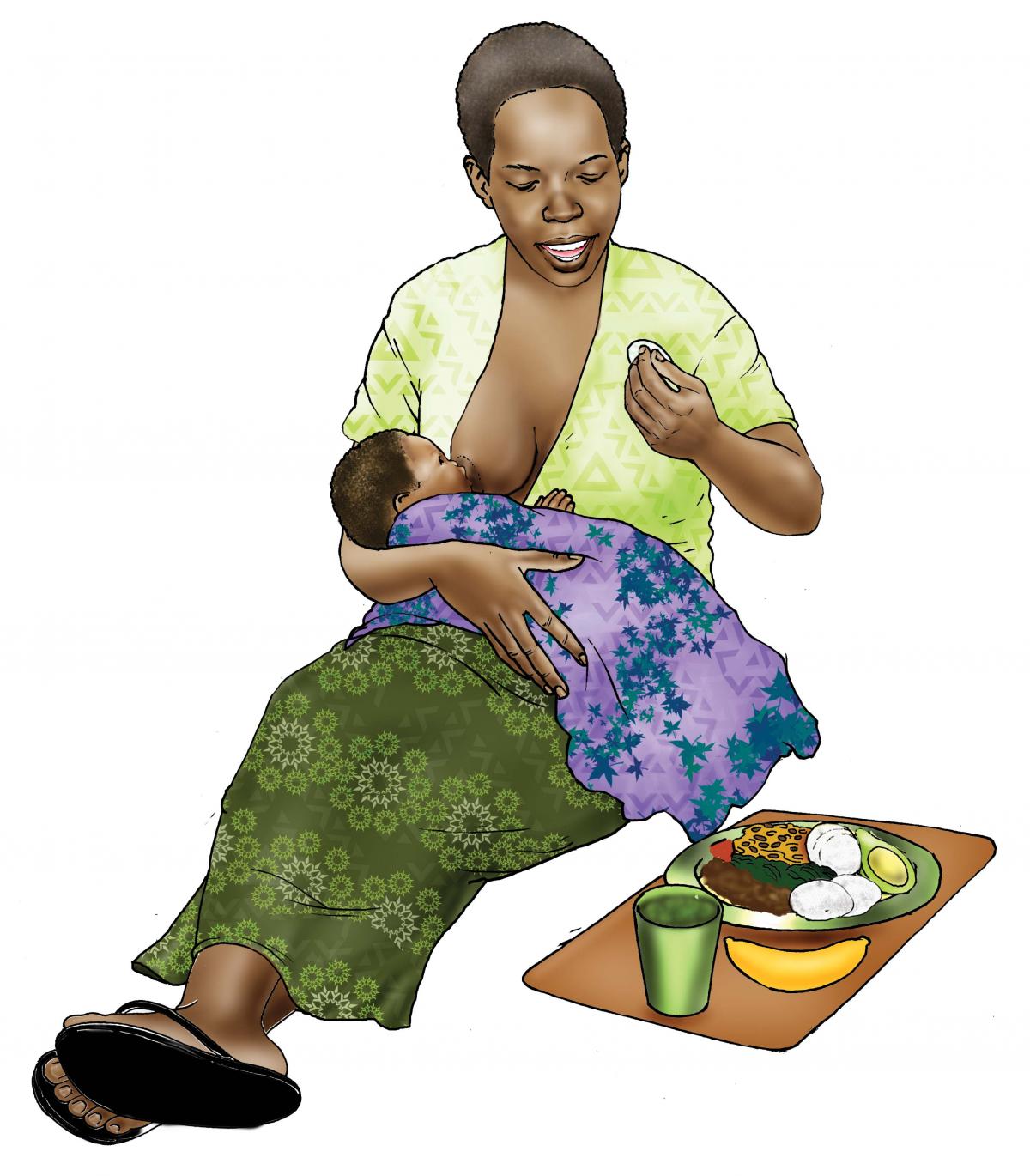 Maternal Nutrition - Breastfeeding mother eating healthy meal - 01 - Non-country specific