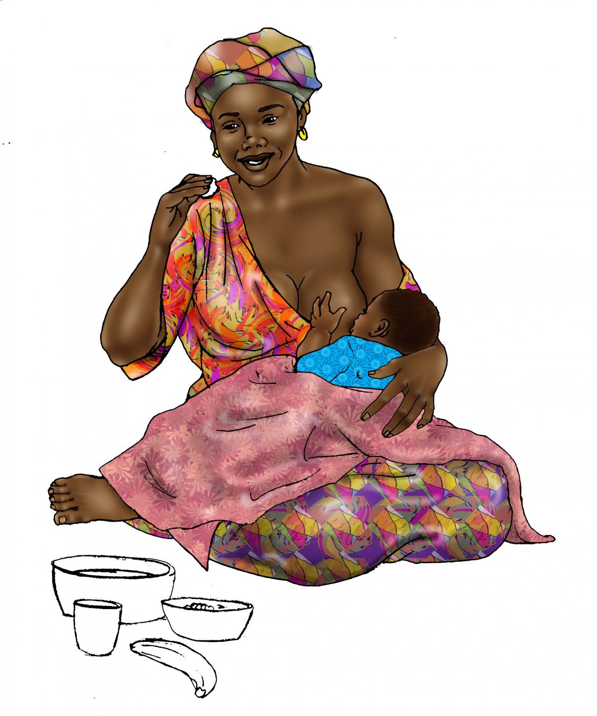 Maternal Nutrition - Breastfeeding mother eating - 07 - Non-country specific