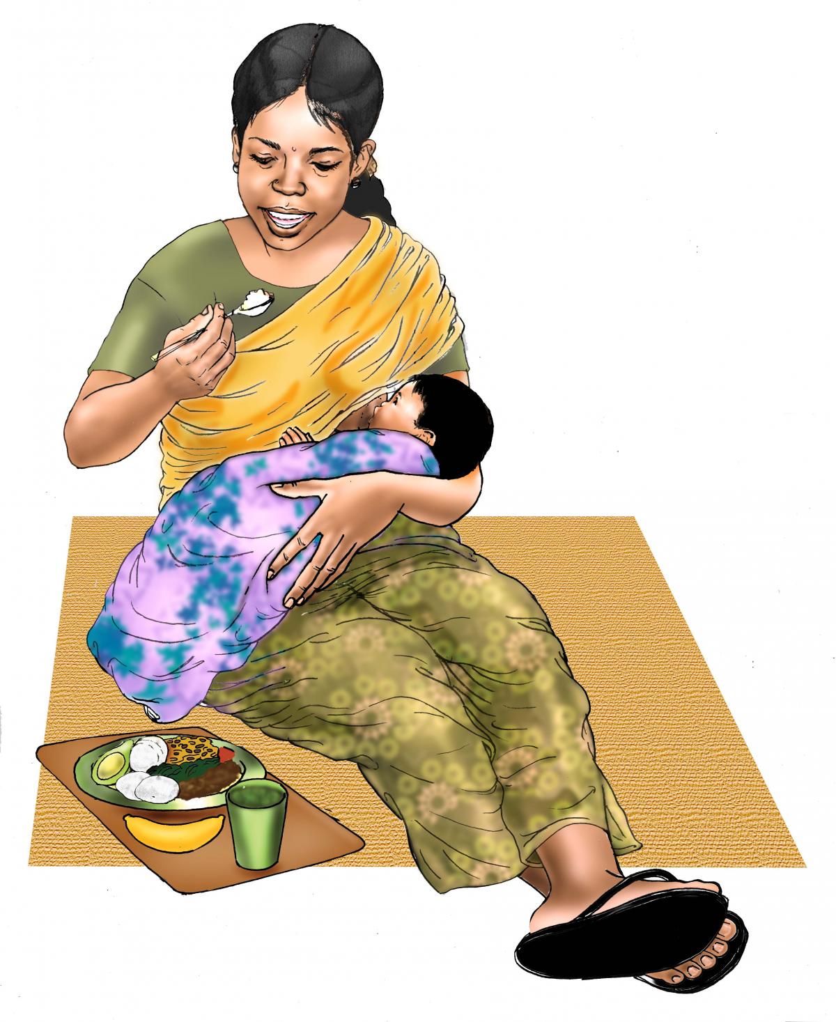 Maternal nutrition - Breastfeeding mother eating healthy meal - 06 - India