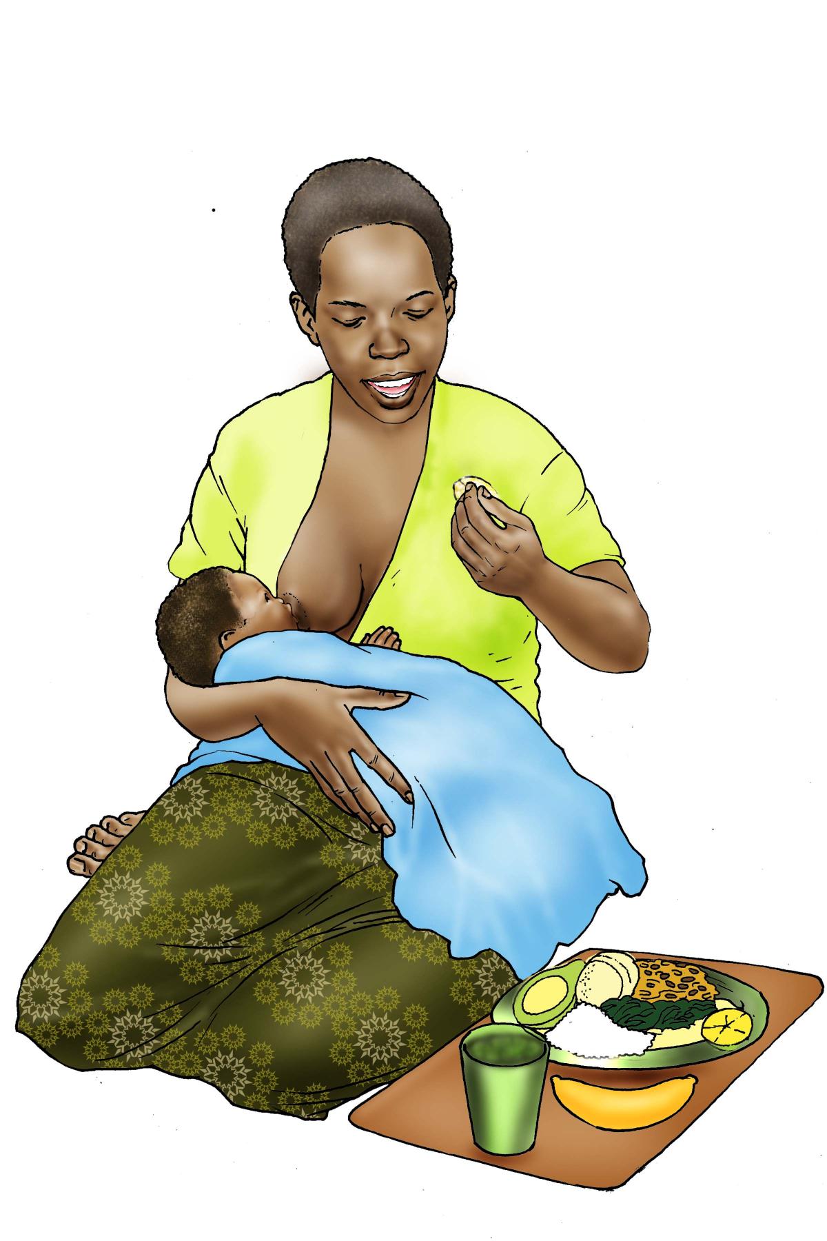 Maternal nutrition - Breastfeeding mother eating - 03 - Nigeria