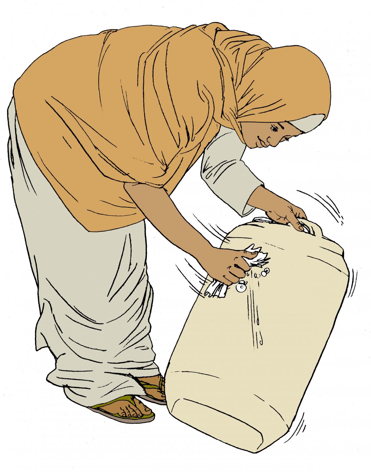 Sanitation - Woman washing water container - 01 - Kenya Dadaab