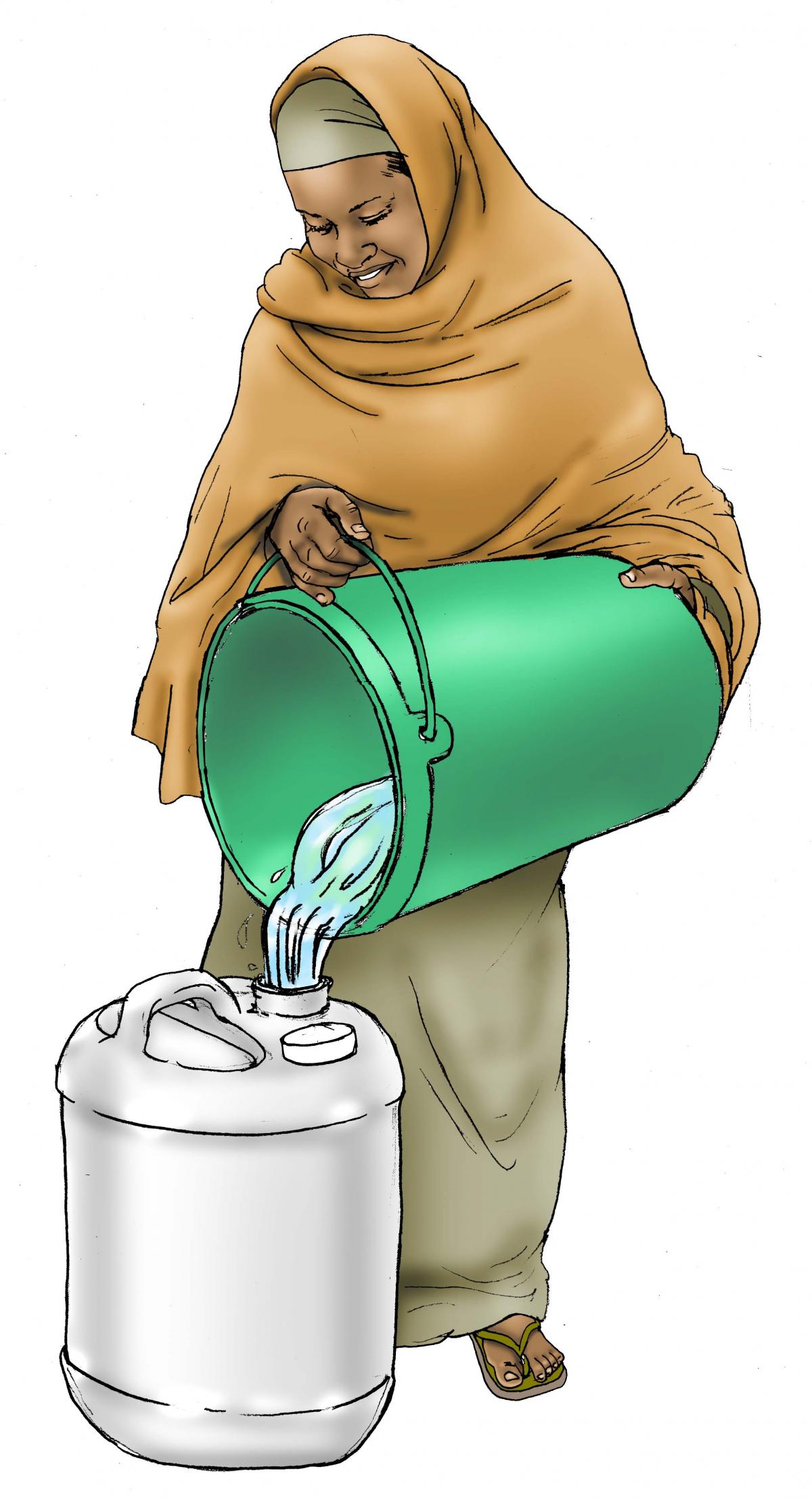 Sanitation - Woman filtering water - 04 - Kenya Dadaab