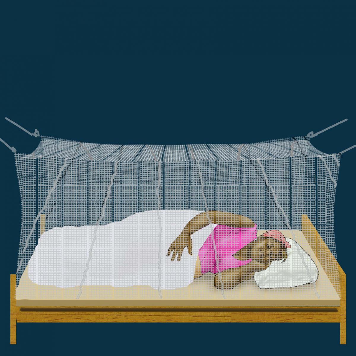Malaria - Pregnant woman sleeping under mosquito net - 01 - Unknown
