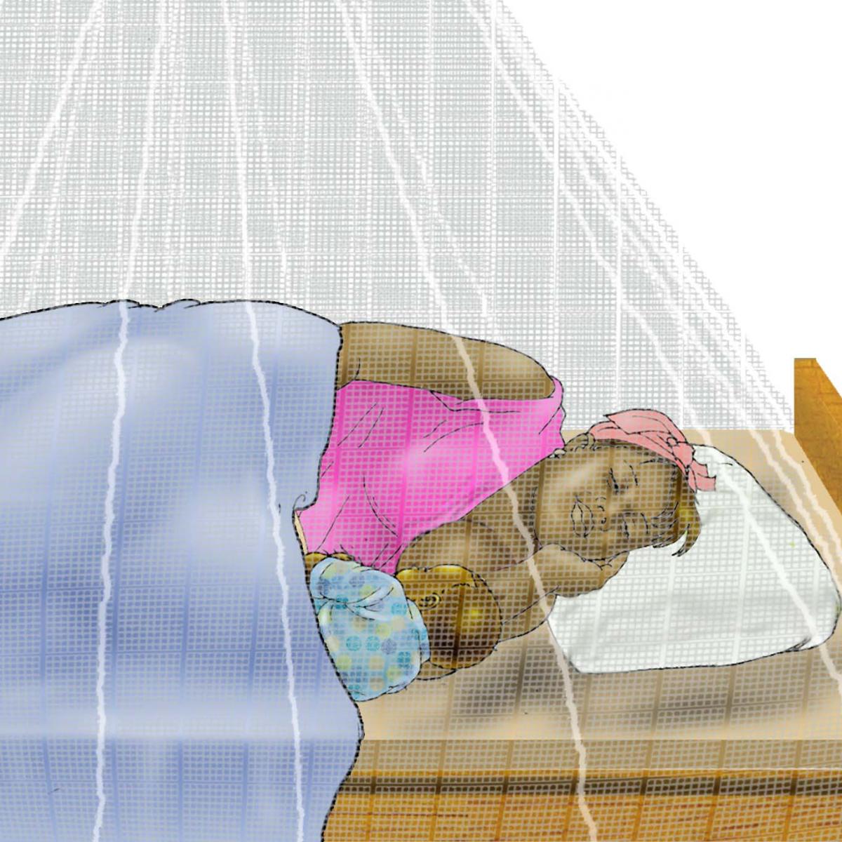 Malaria - Mother breastfeeding under mosquito net 6-9 mo - 03 - Unknown