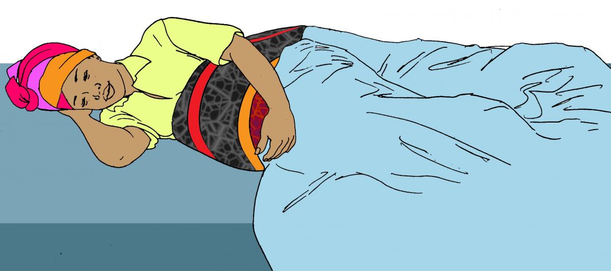 Maternal Health - Pregnant woman sleeping side-lying - 00 - Unknown