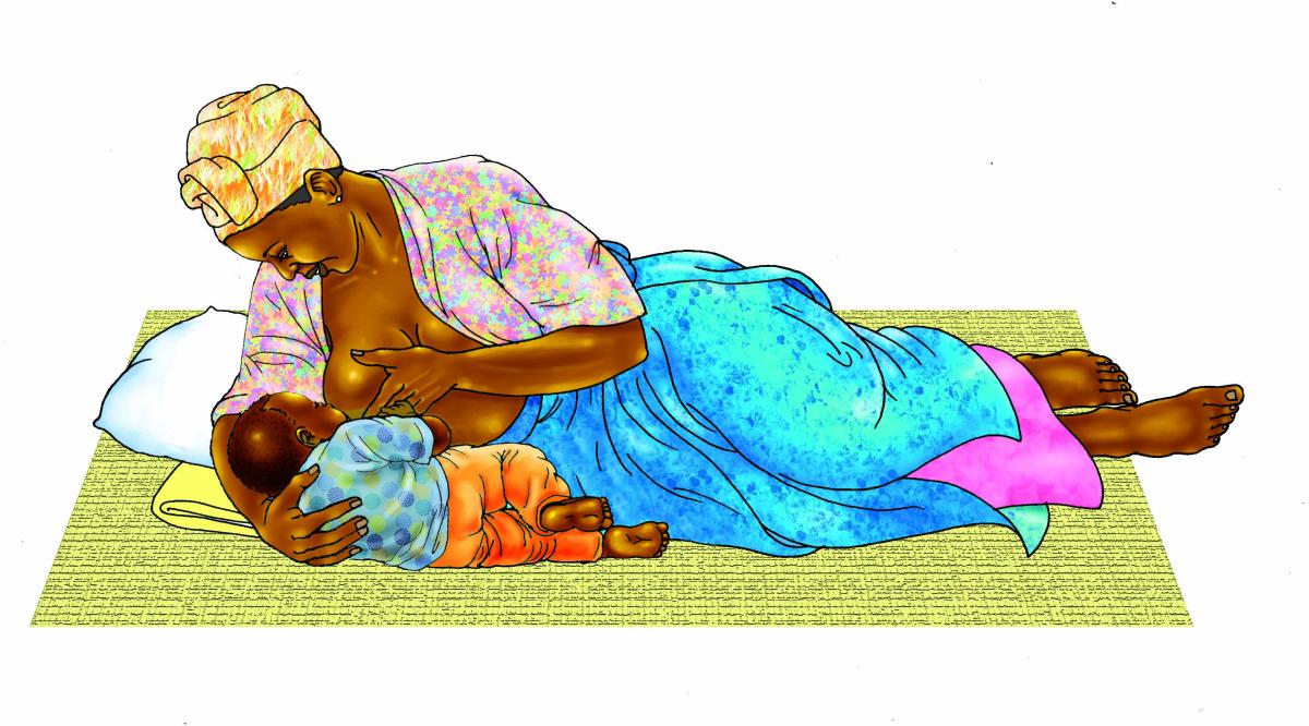Breastfeeding - Breastfeeding positions - Side Lying 0-6 mo - 02 - Unknown