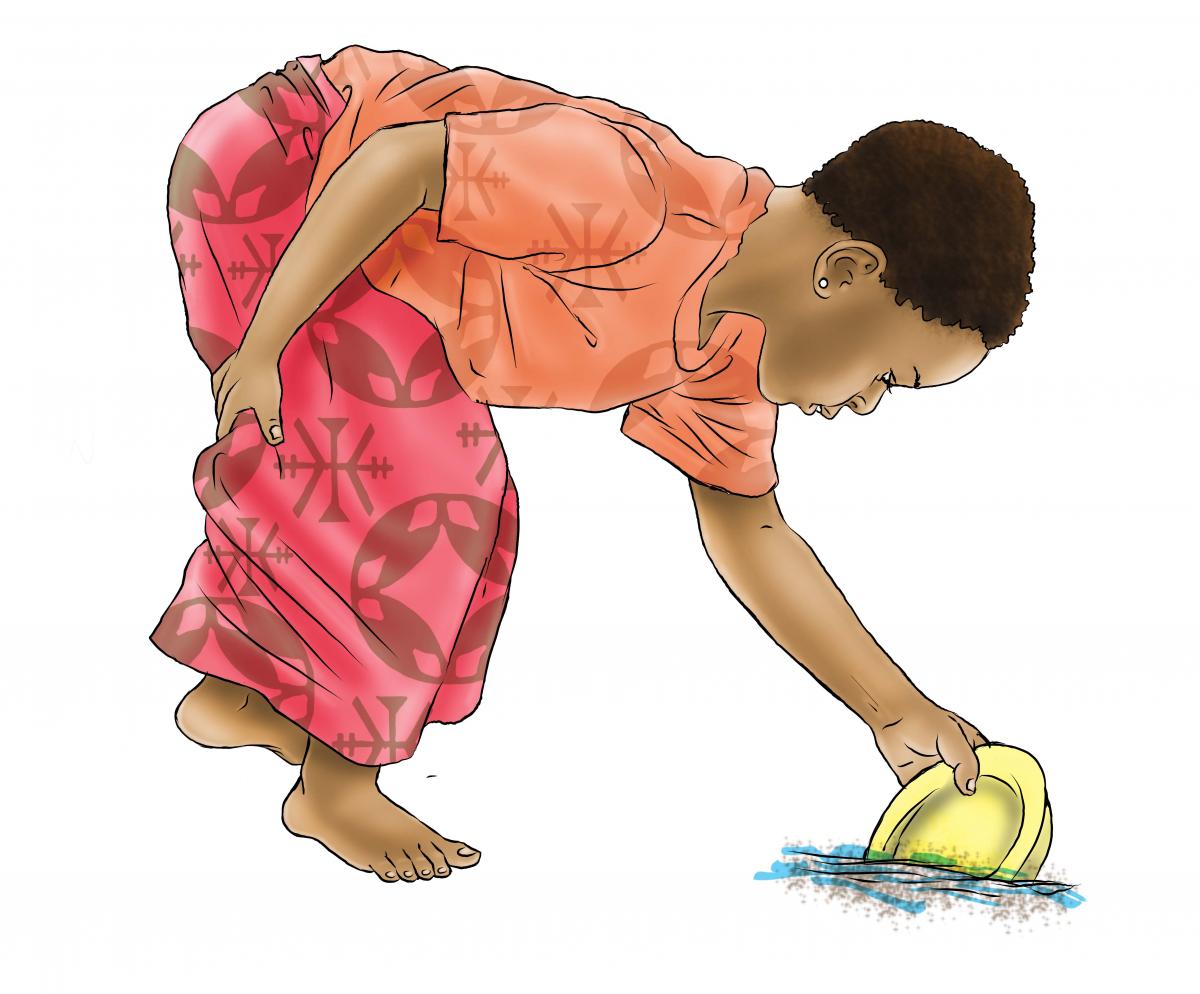 Sanitation - Young child washing dish - 00 - Nigeria