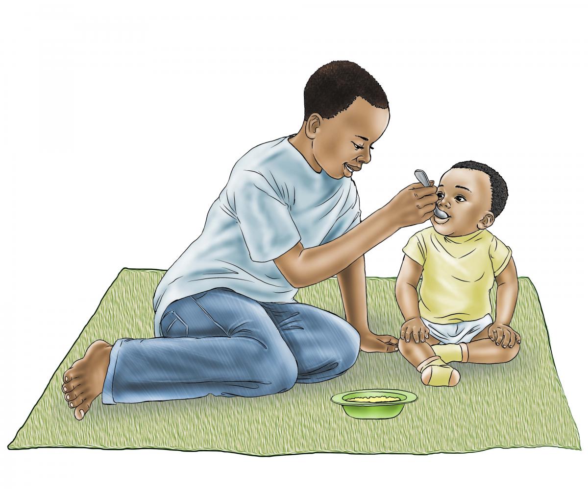Complementary Feeding - Brother feeding infant 6-24 mo - 00A - Nigeria