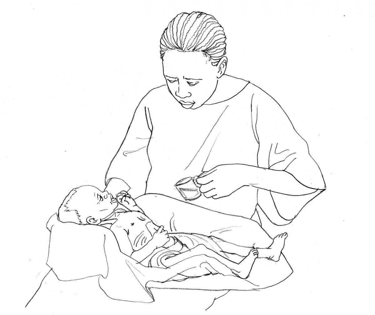 Sick Baby Nutrition - Cup feeding dehydrated baby 6-24 mo - 02 - Non-country specific