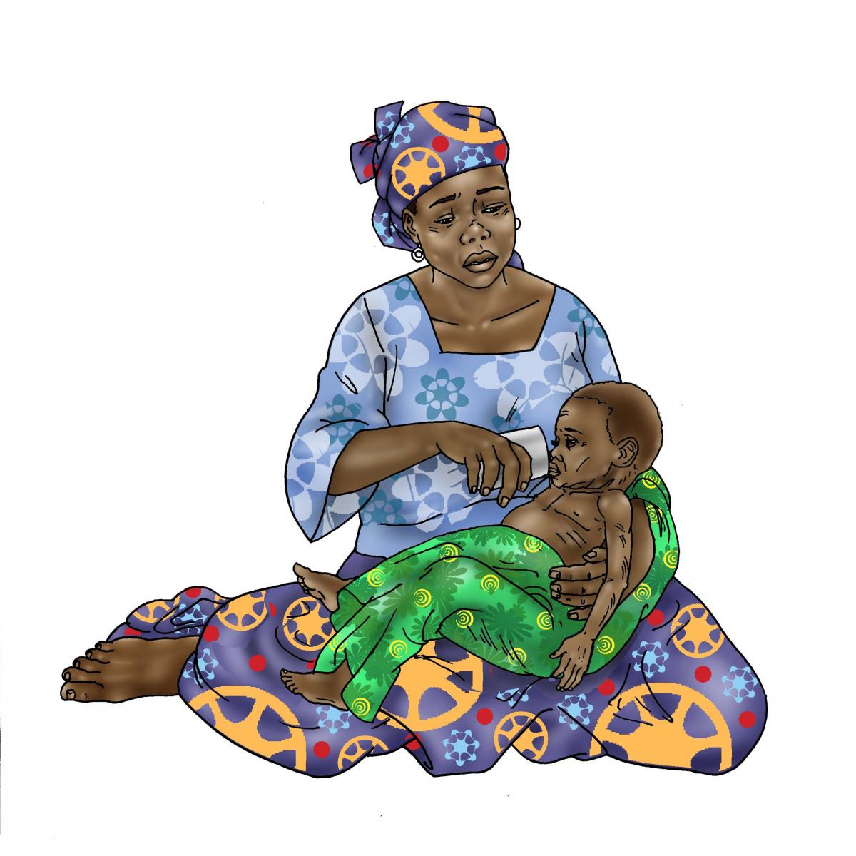 Sick Baby Nutrition - Mother cup feeding sick baby 0-24 mo - 02 - Niger