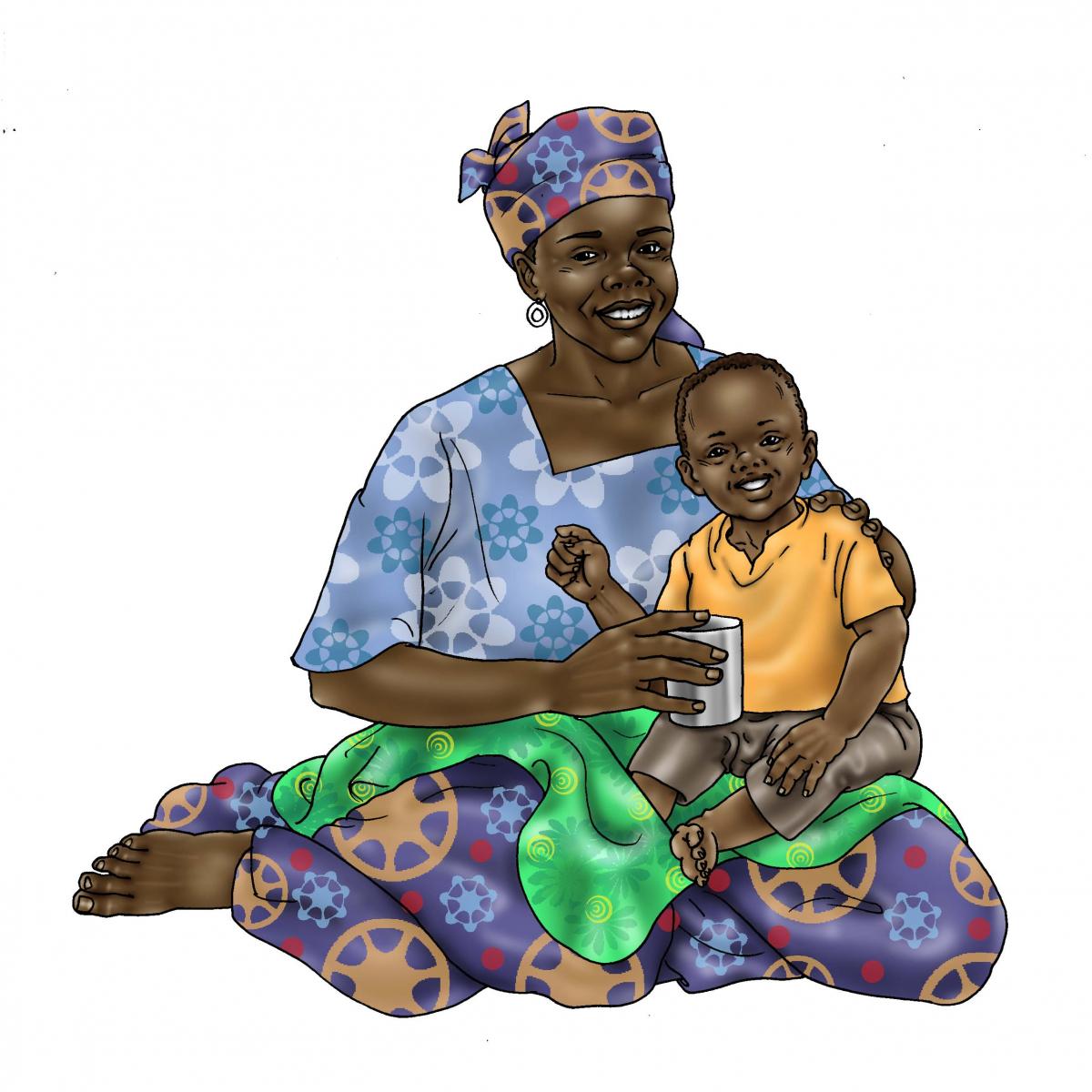 Cup feeding - Healthy mother and child 24 mo - 06 - Niger
