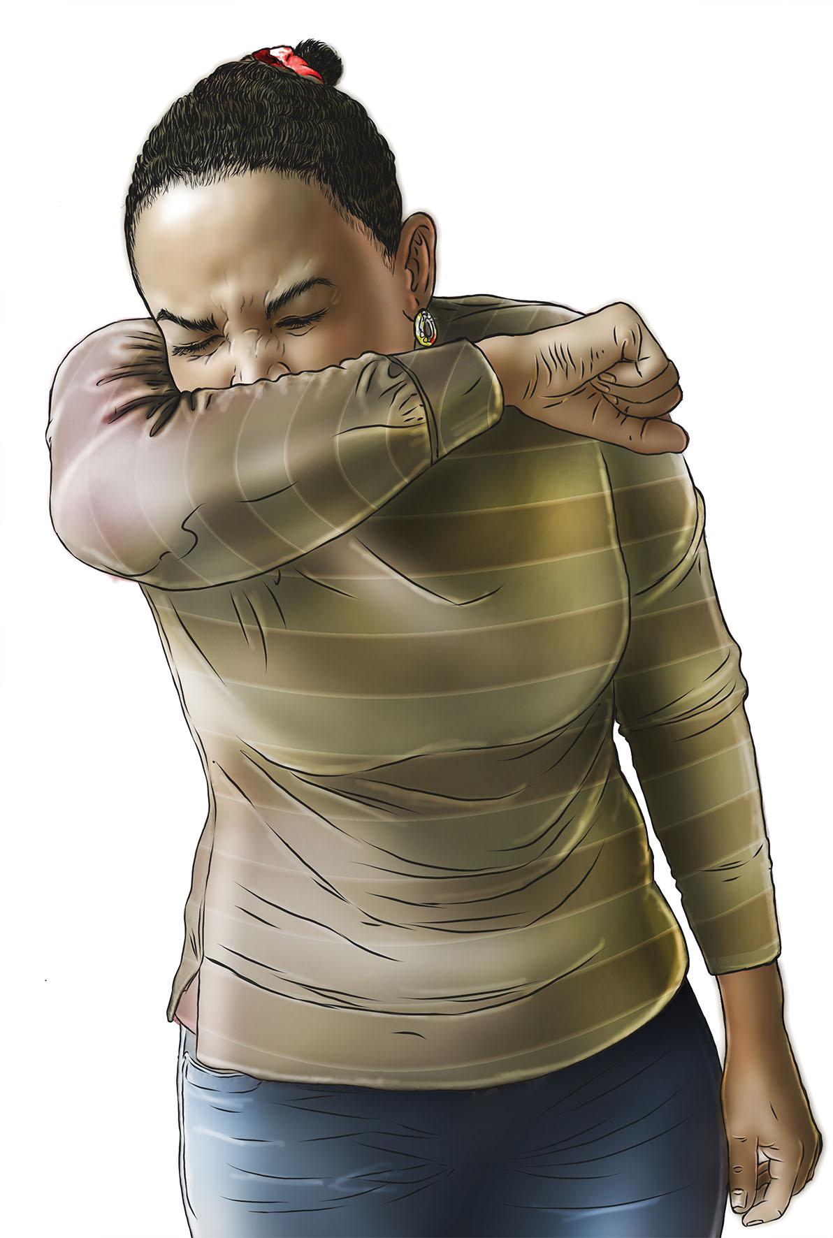 Hygiene - Sneezing into your elbow - 01 - COVID