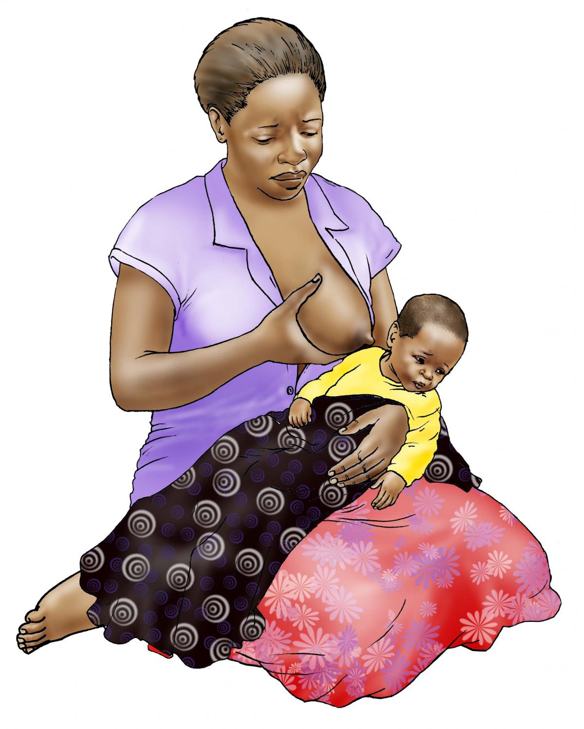 Sick Baby Nutrition - Sick baby refuses to breastfeed - kneeling - 01B - Nigeria