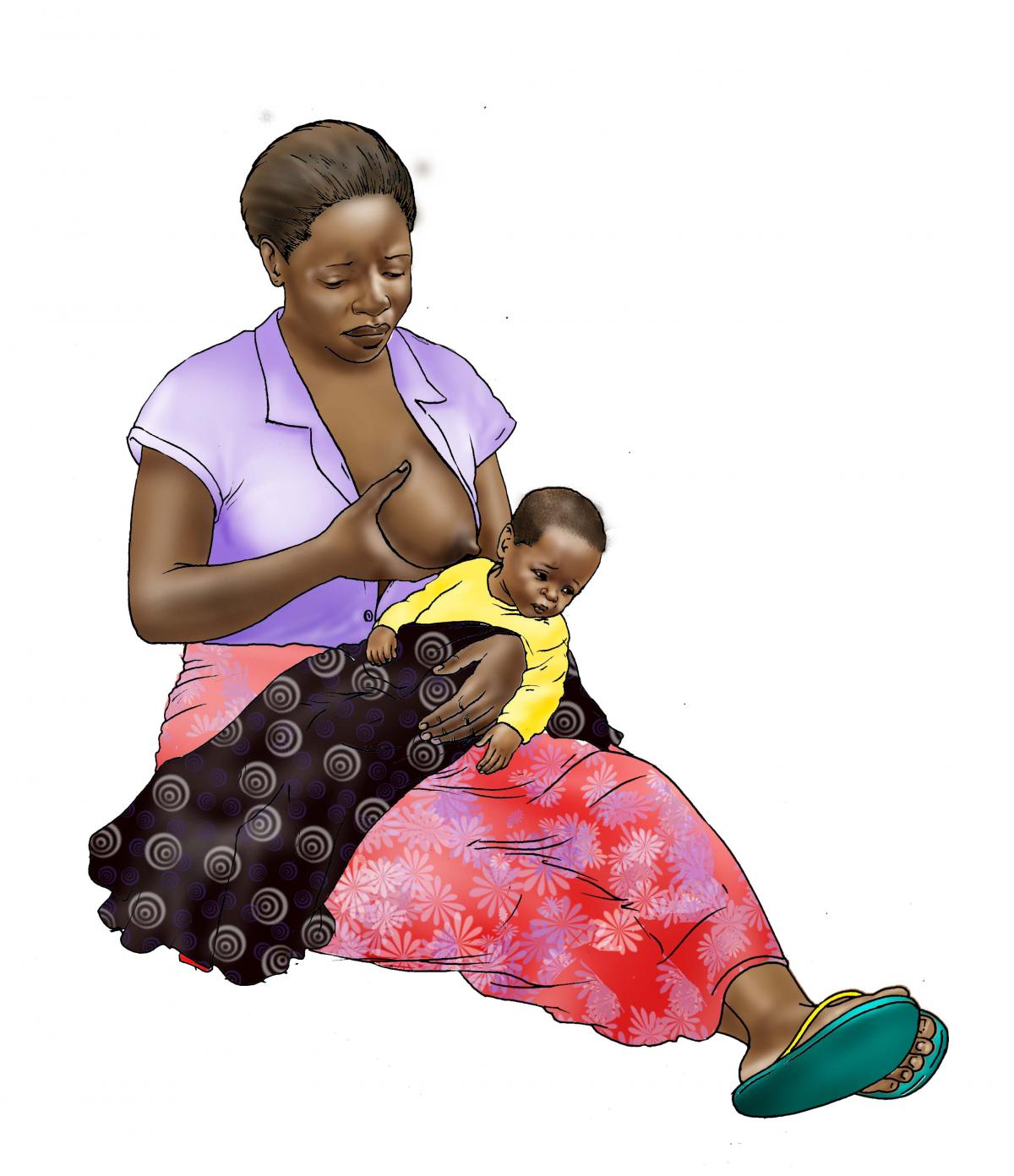 Sick Baby Nutrition - Sick baby refuses to breastfeed - sitting - 01B - Nigeria