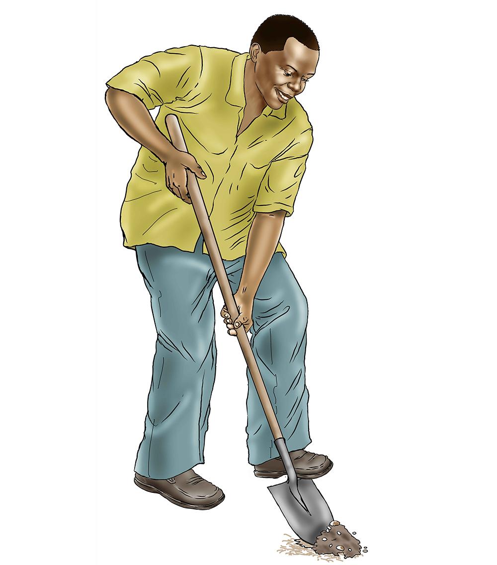 Father support - Father digging gravel - - Sierra Leone