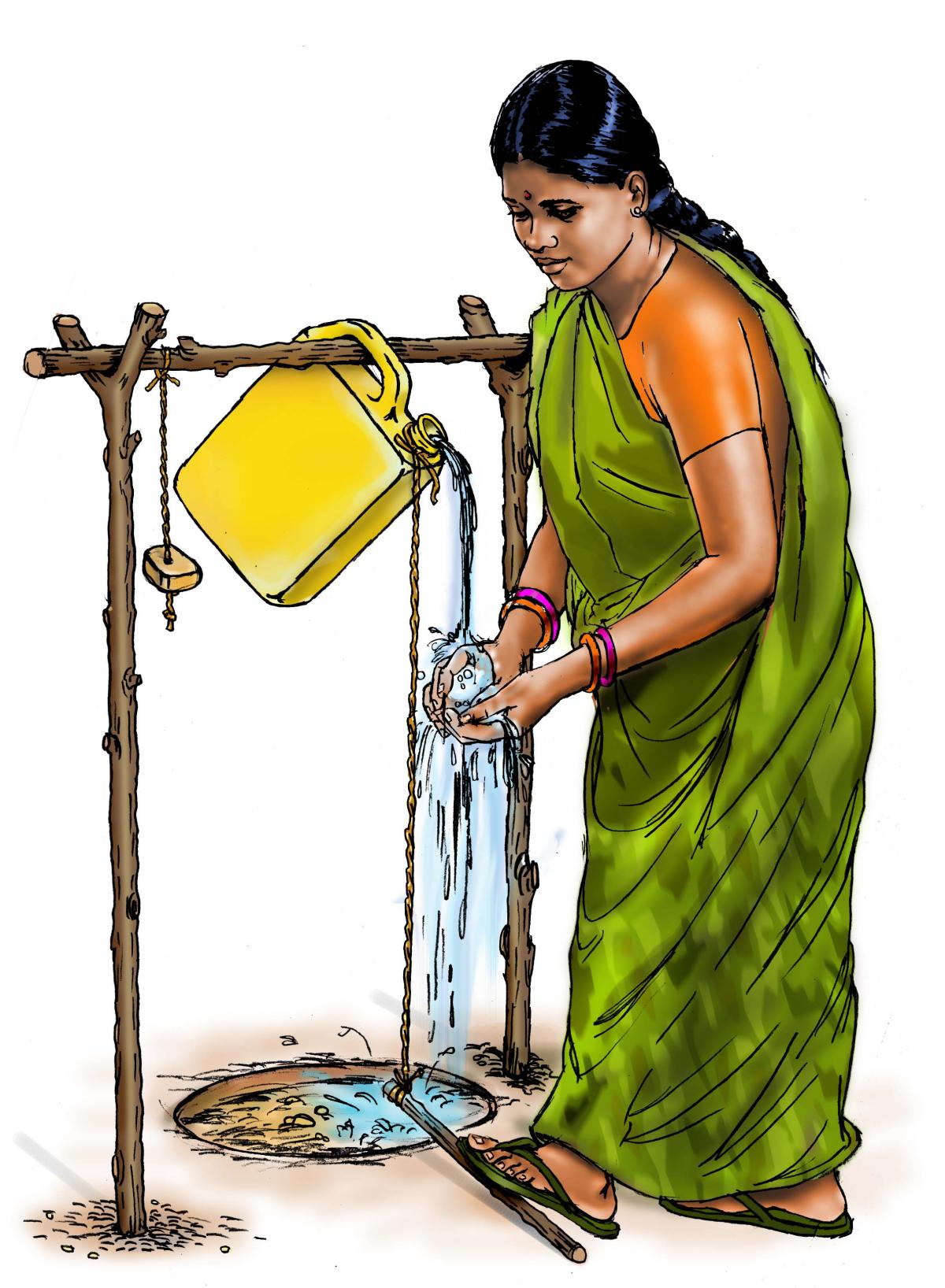 Hygiene - Woman washing hands - 00 - India