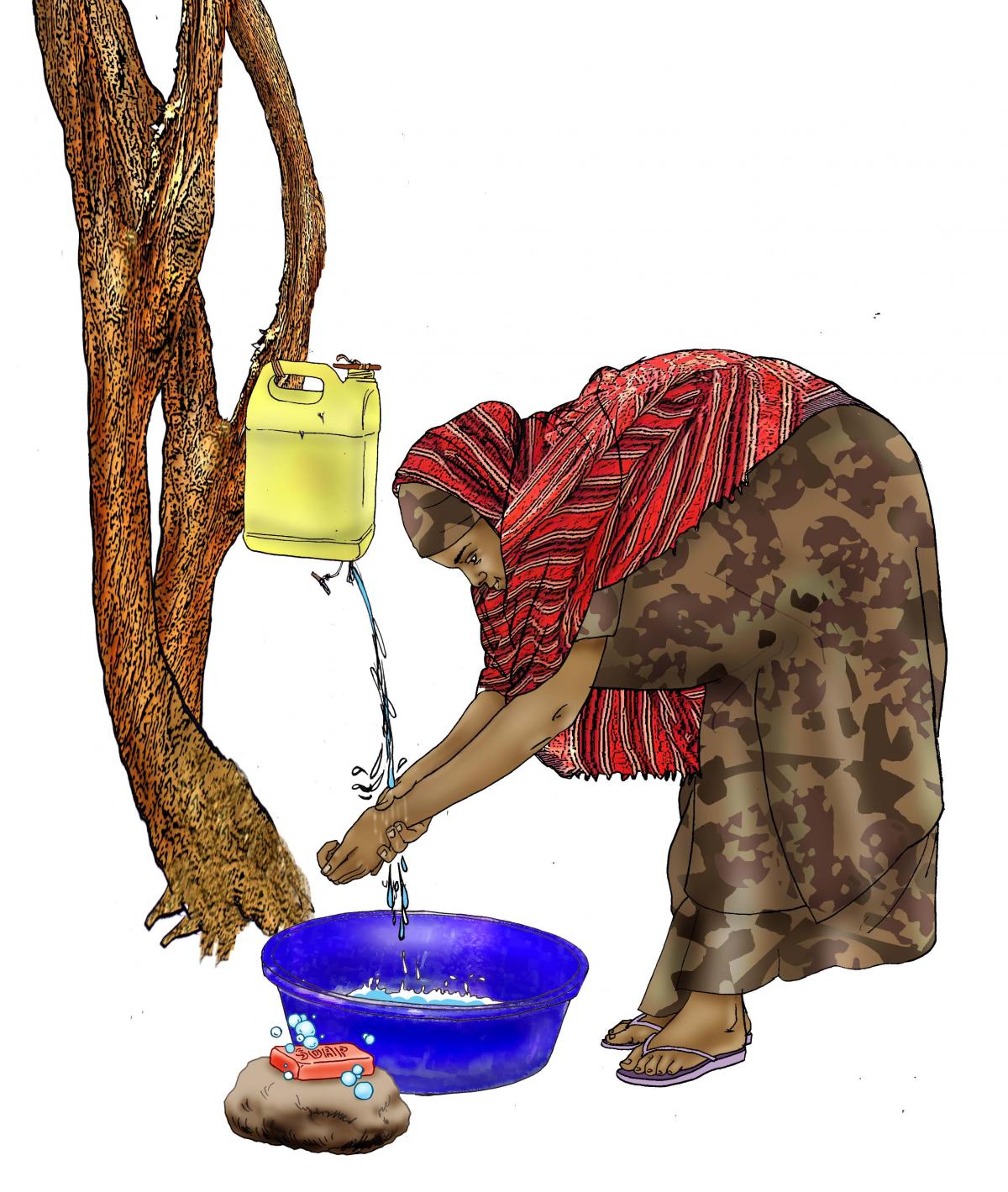Sanitation - Woman washing hands - 06 - Kenya Dadaab