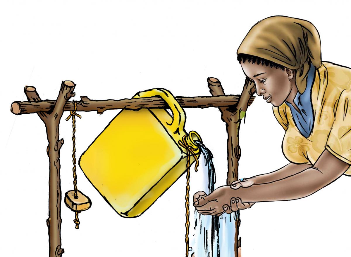Hygiene - Using a tippy tap - 01B - Rwanda