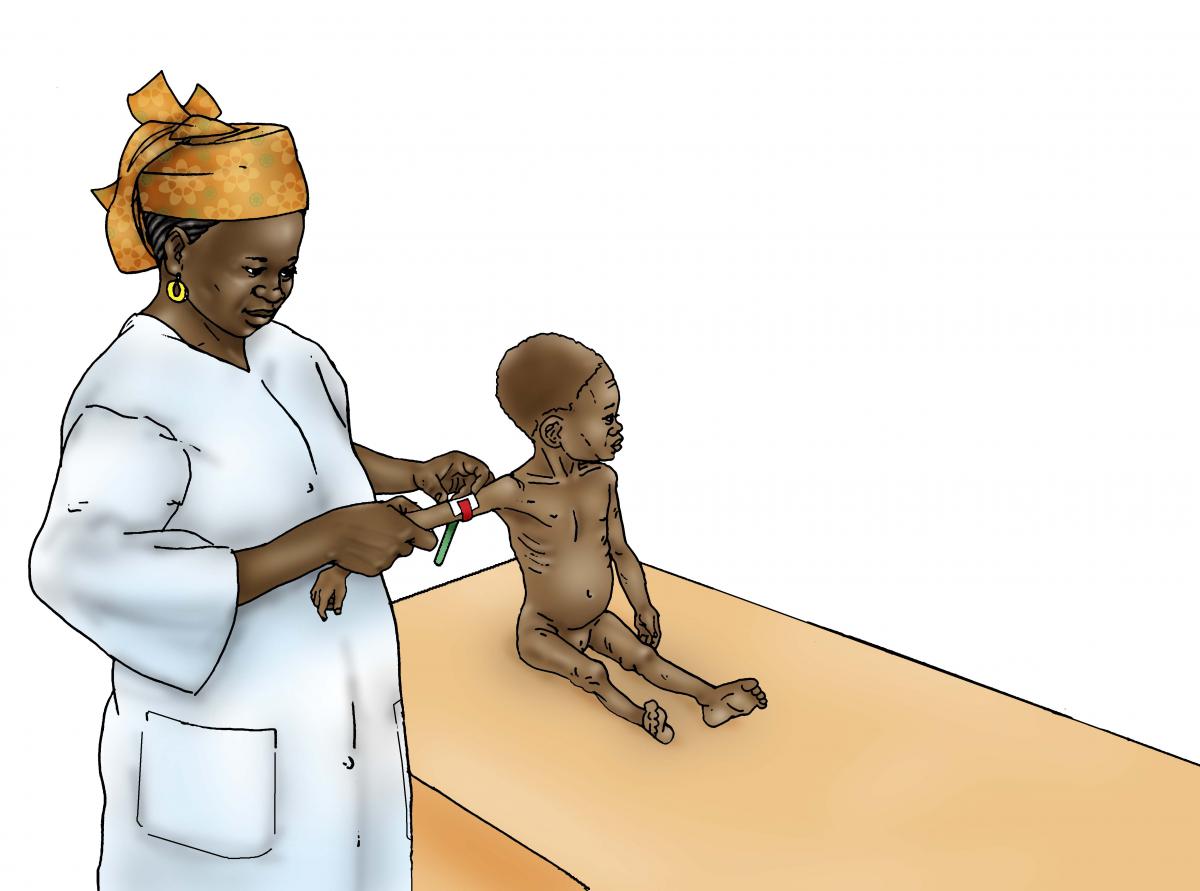 Baby Health Care - Sick baby being measured at clinic 6-9 mo - 03C - Non-country specific