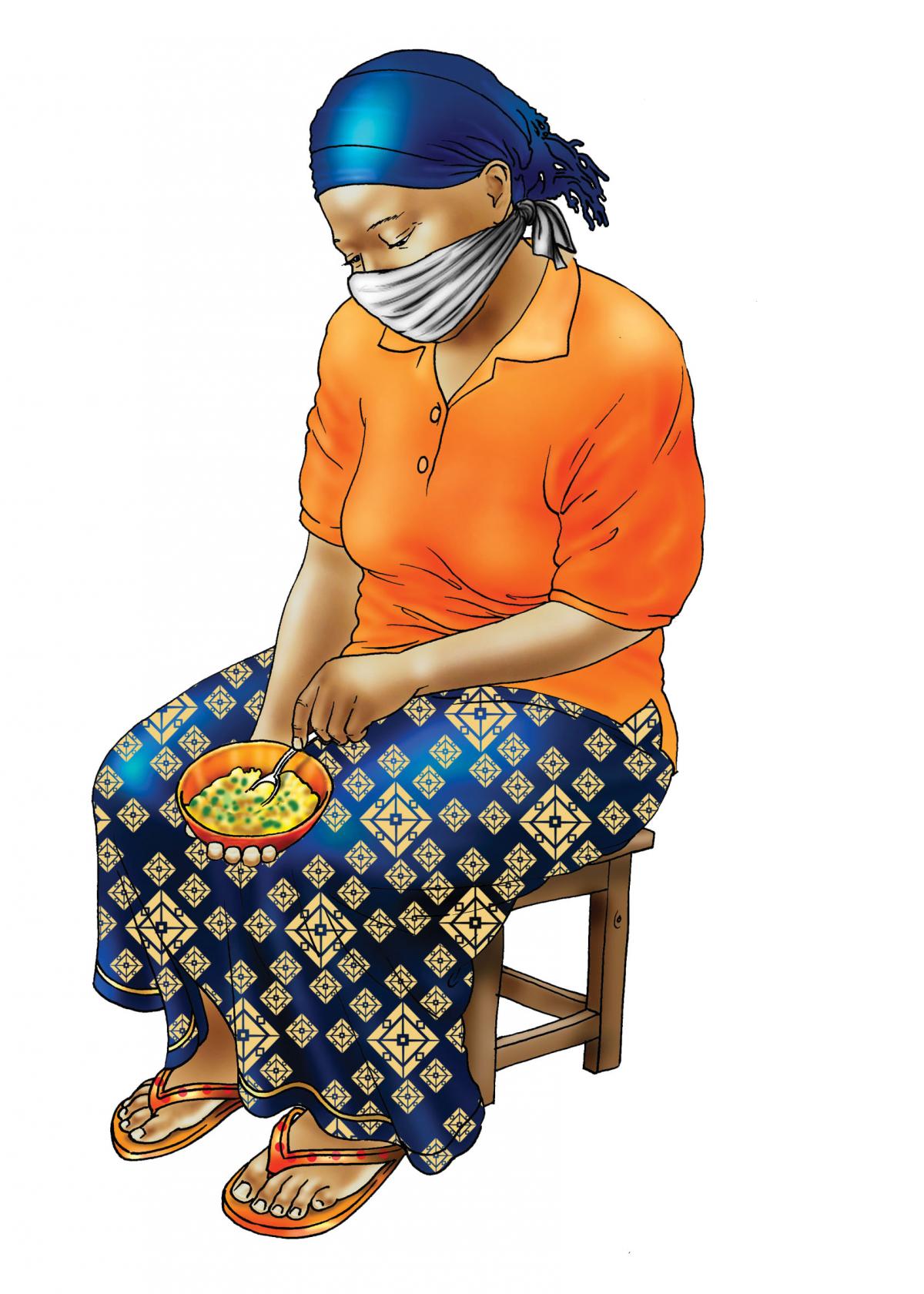 Food practices - Mother preparing complementary food - 01 - COVID