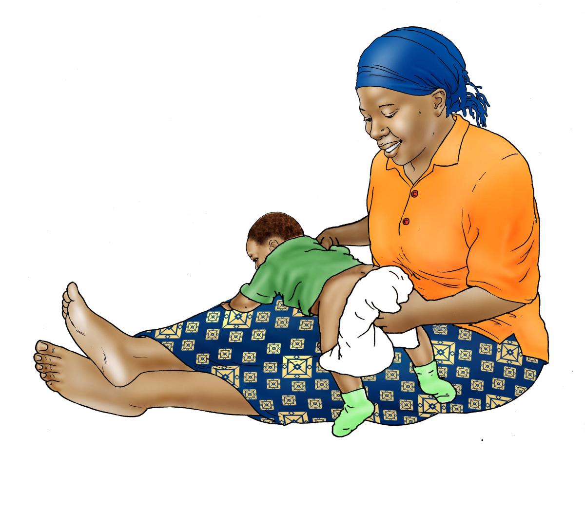 Hygiene - Mother washing baby's bottom - 03 - Non-country specific