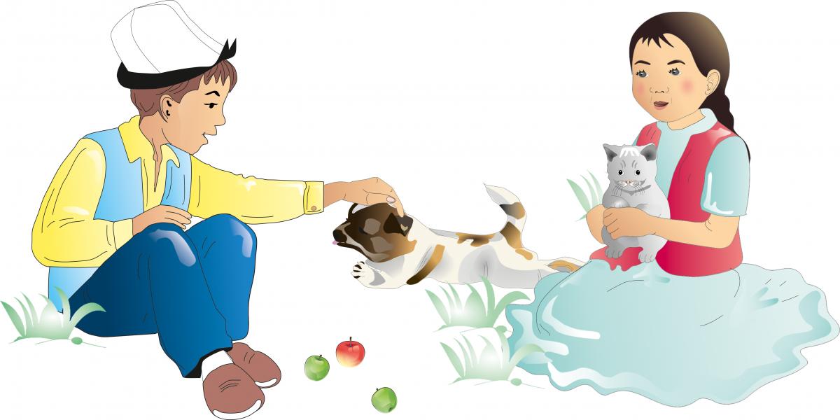 Hygiene - Children playing with animals - 05 - Kyrgyz Republic Hygiene - Children playing with animals - 05 - Kyrgyz Republic