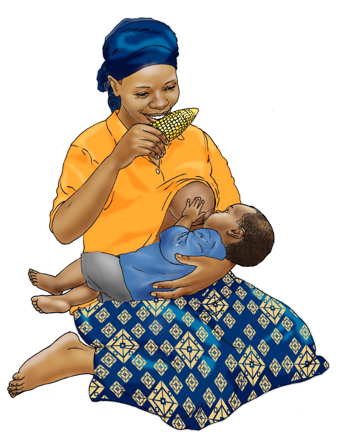 Breastfeeding - Breastfeeding 9-11 mo while mother eats 9-12 mo - 01 - Nigeria