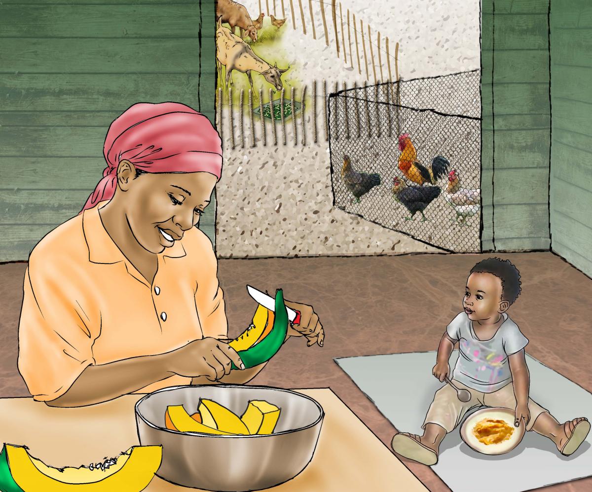 Family - Mother and child preparing food - 01B - Sierra Leone