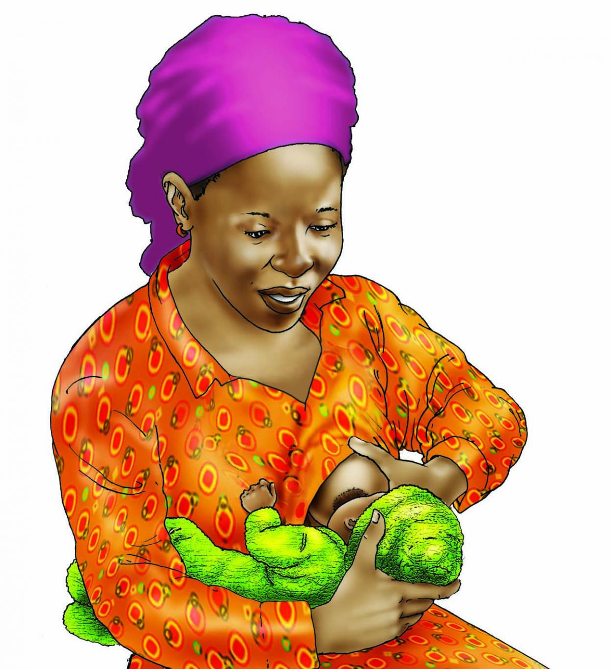 Breastfeeding - Breastfeeding positions - Cross Cradle 0-6 mo - 01 - Nigeria