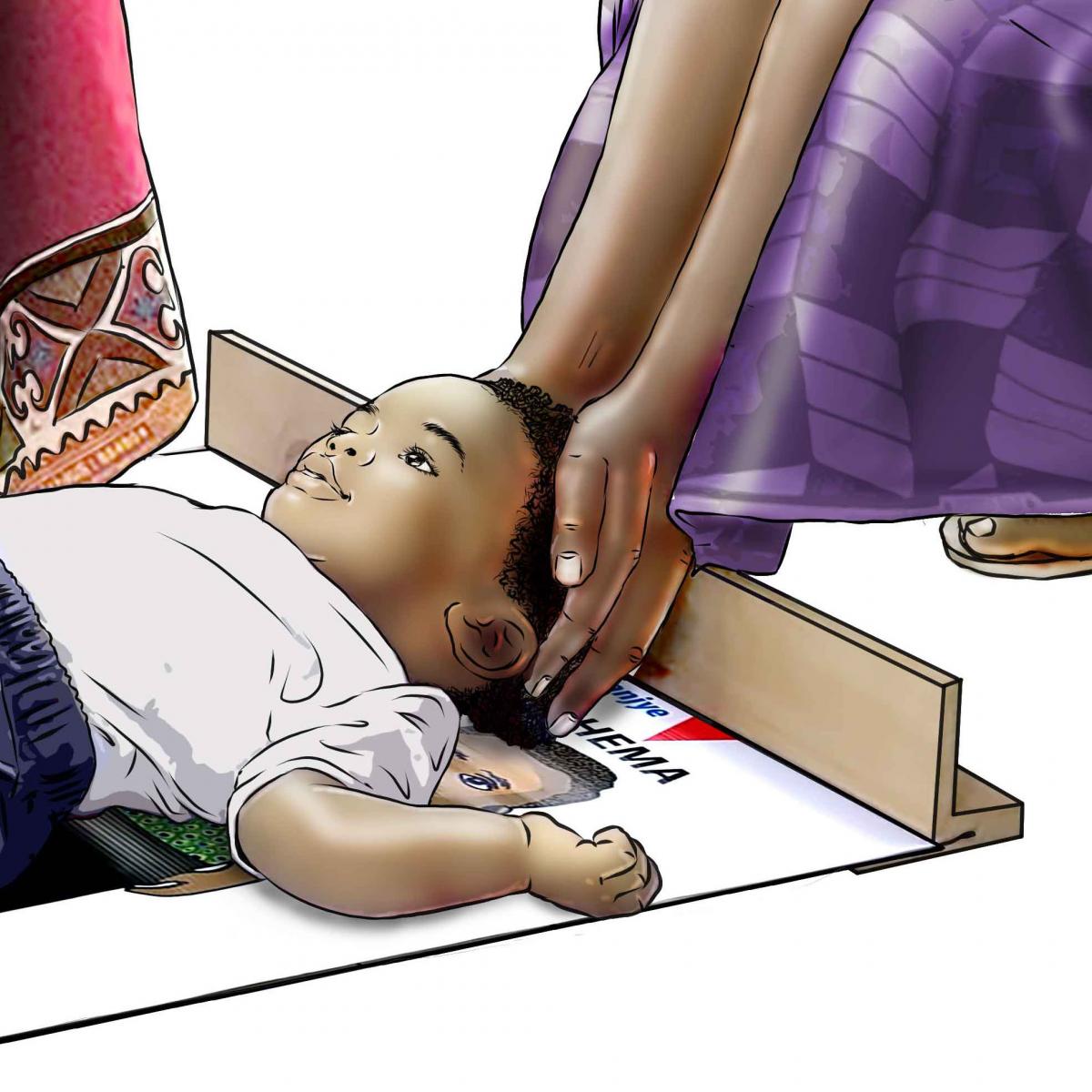 Child Health Care - Community health worker measuring baby 9-12mo - 02 - Rwanda