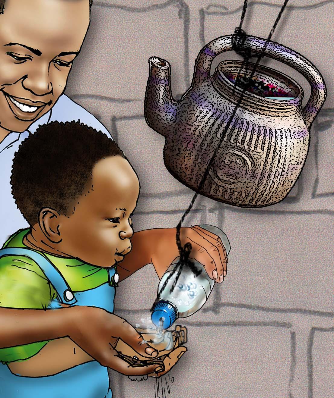 Father Support - Father washing baby's hands - 05 - Niger