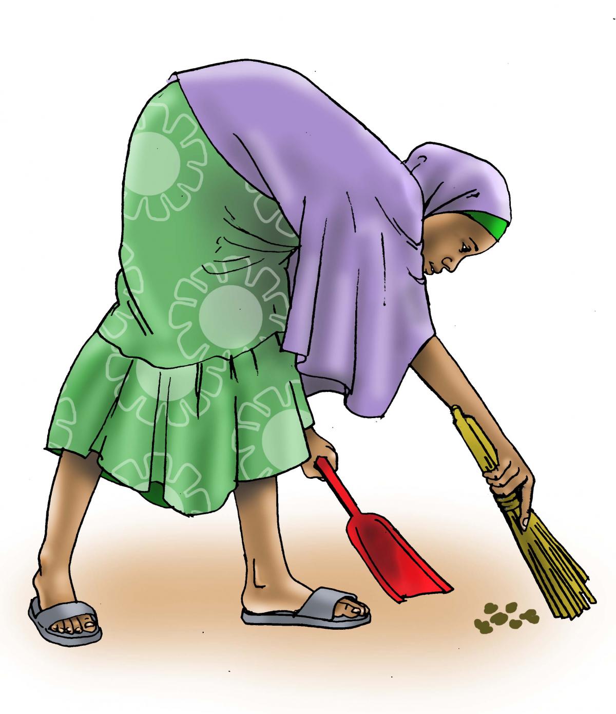 Sanitation - Woman sweeping - 02C - Nigeria