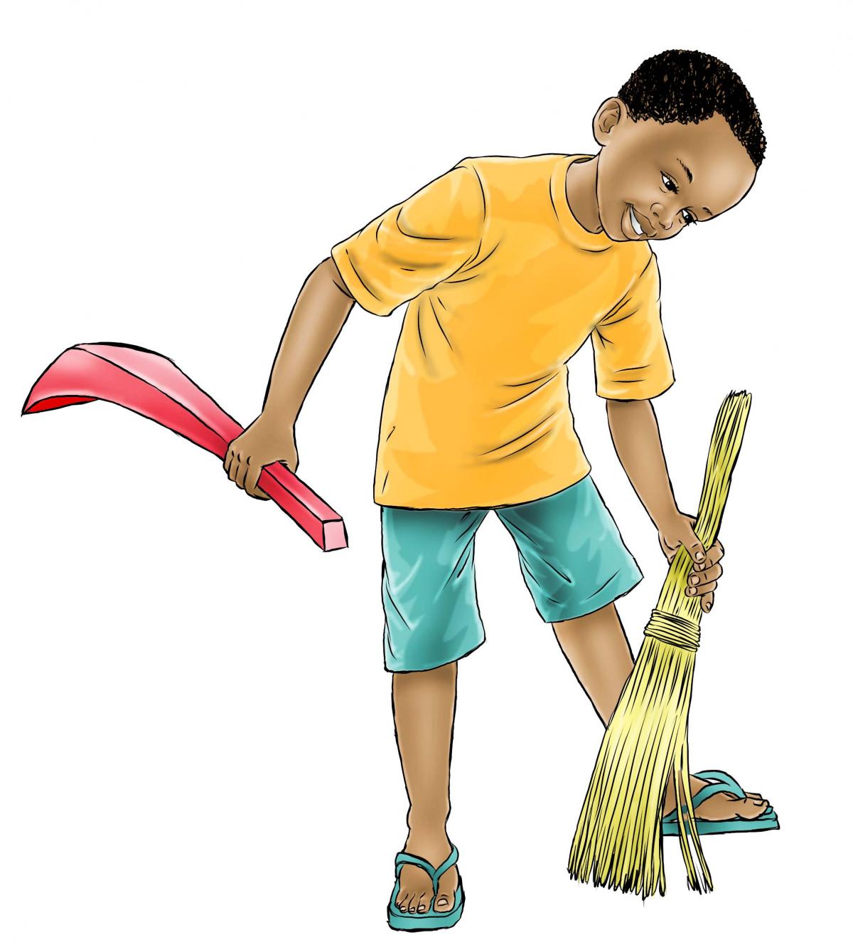 Sanitation - Boy sweeping - 03 - Nigeria