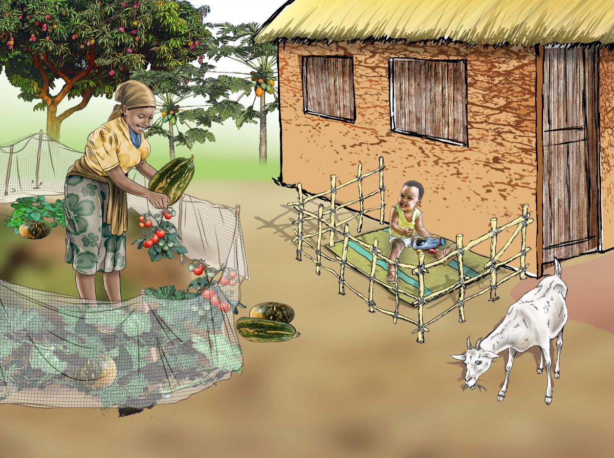 Family - Mother cleaning yard - 07 - Sierra Leone