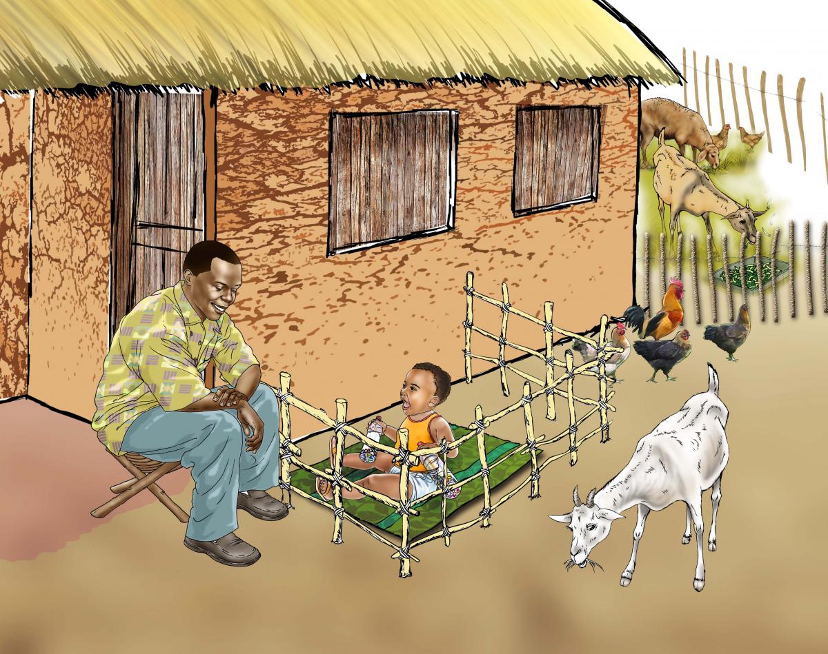 Father Support - Father watching over baby - 08 - Sierra Leone