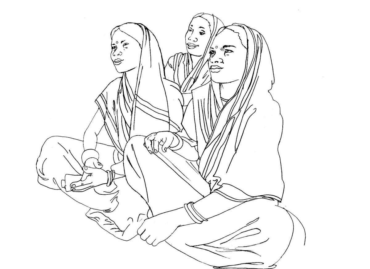 People - Three women sitting - 04 - India