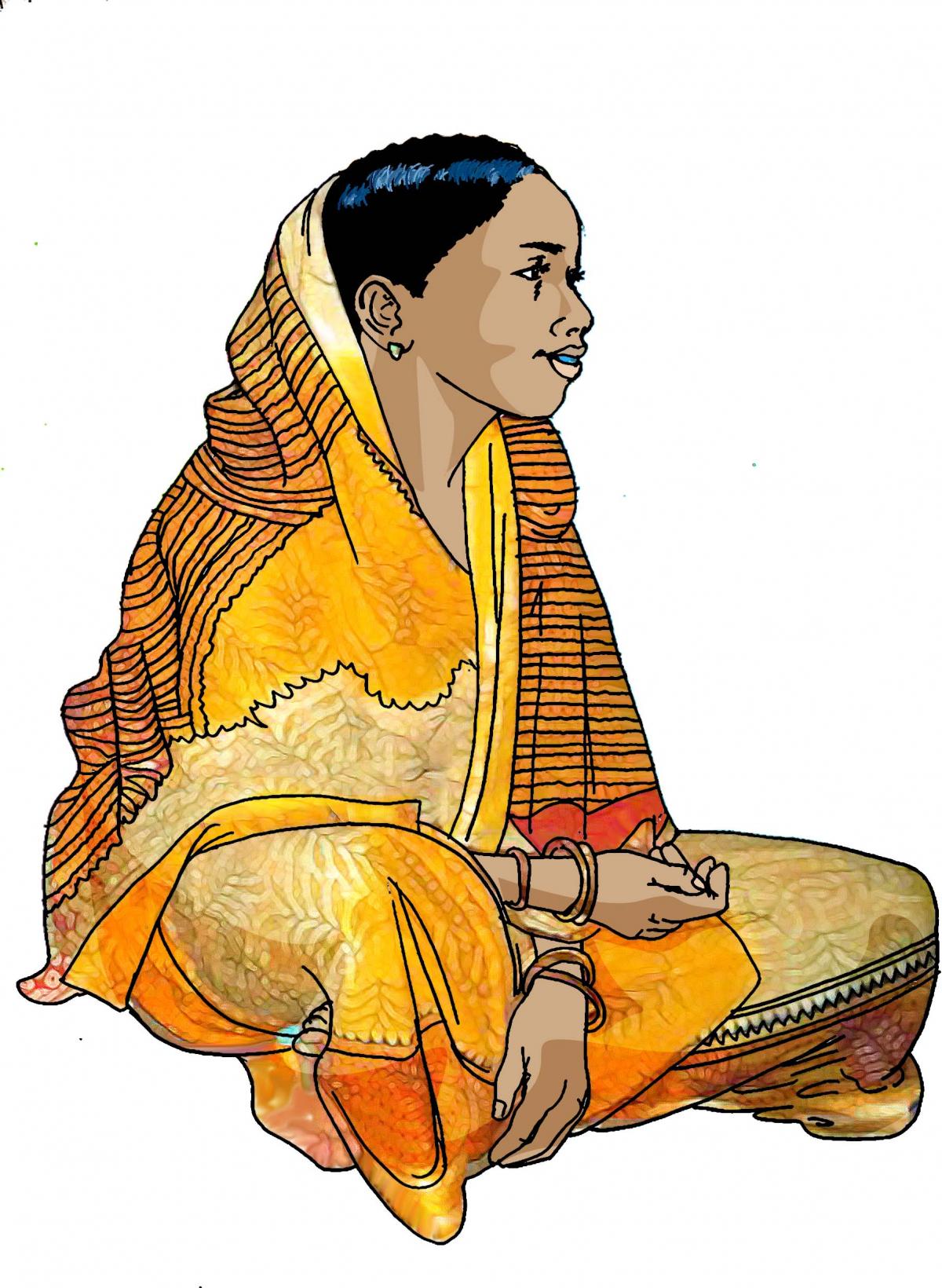 People - Young woman in sari - 05B - India
