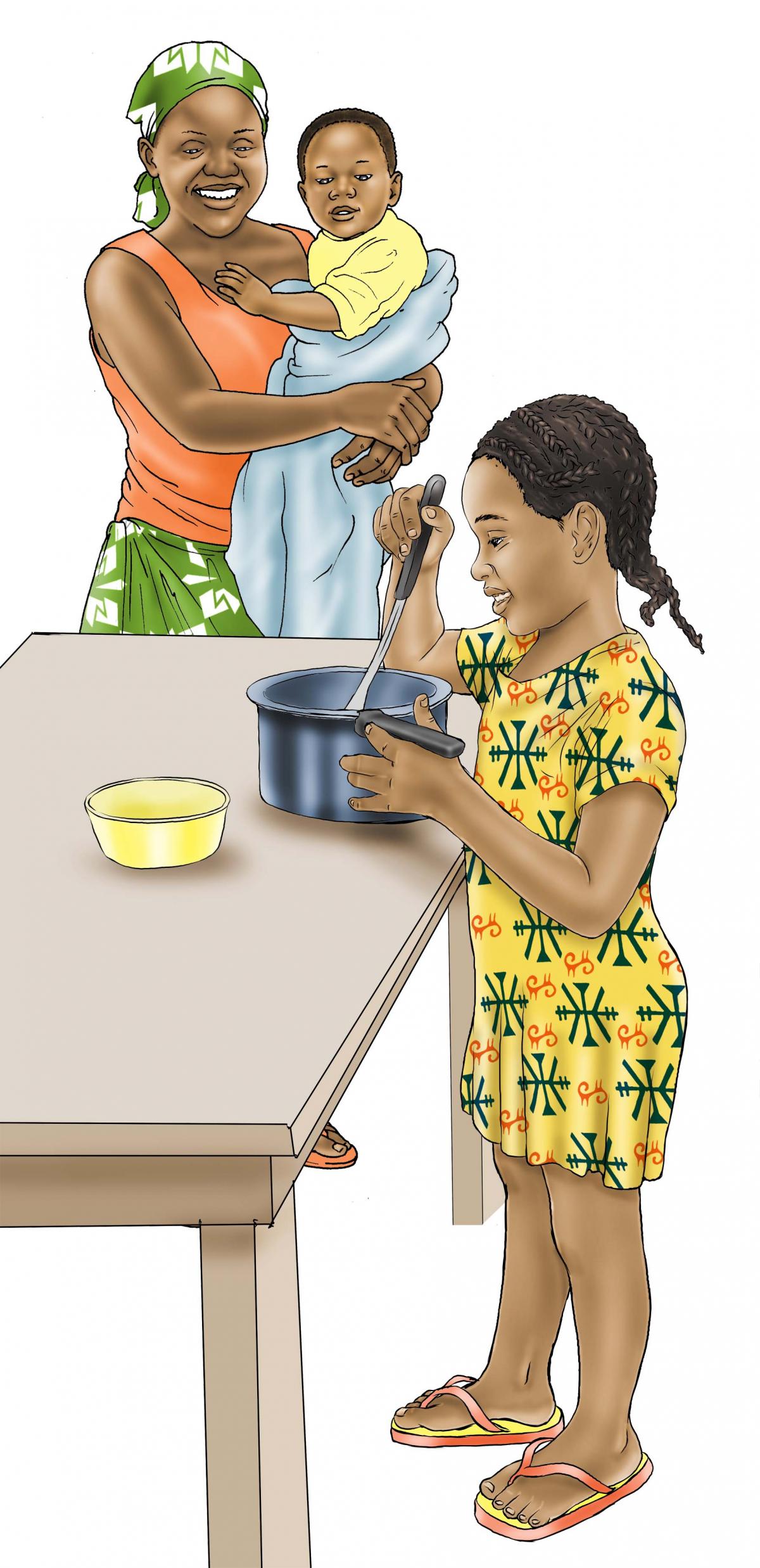 Family - Little girl cooking - 00 - Nigeria