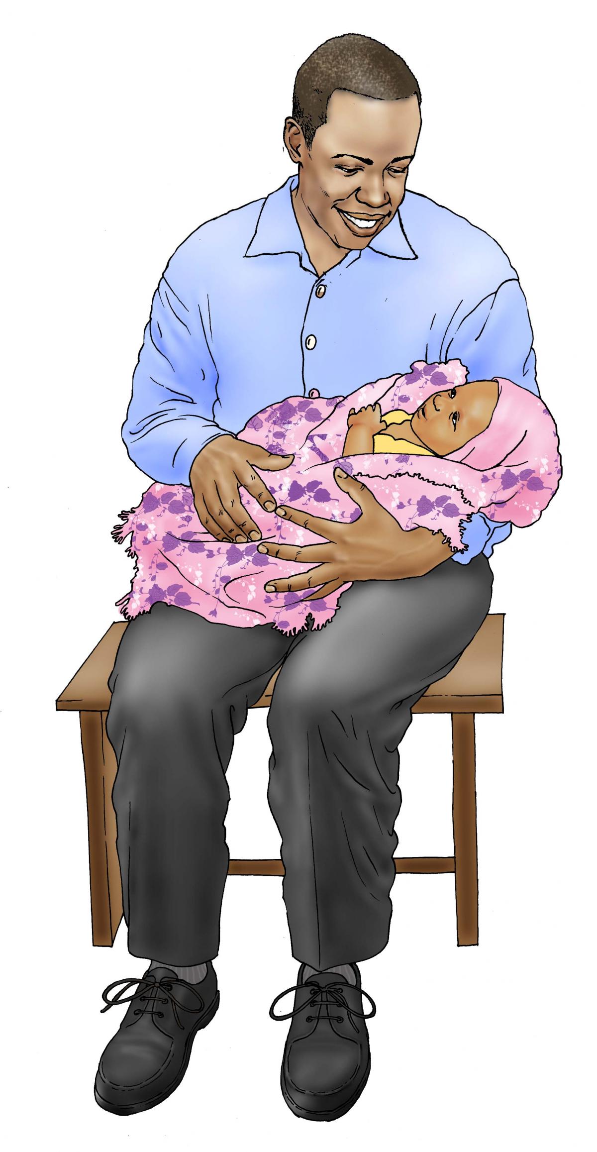 Father Support - Father taking care of child 0-6 mo - 03 - Non-country specific