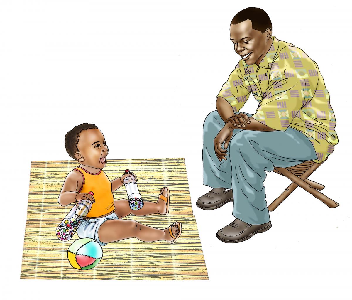 Father support - Father watching over baby - 02 - Sierra Leone