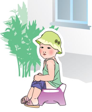 Sanitation - Young child defecating in a potty - 02 - Kyrgyz Republic Sanitation - Young child defecating in a potty - 02 - Kyrgyz Republic