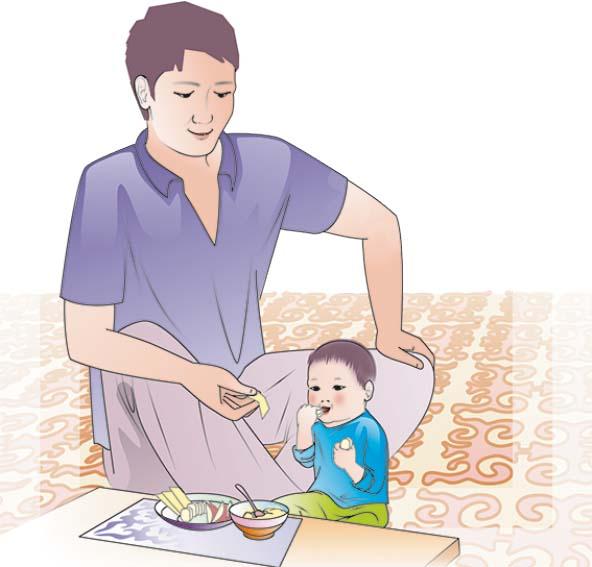 Complementary feeding - Father feeding child 9-12 mo - 01 - Kyrgyz Republic
