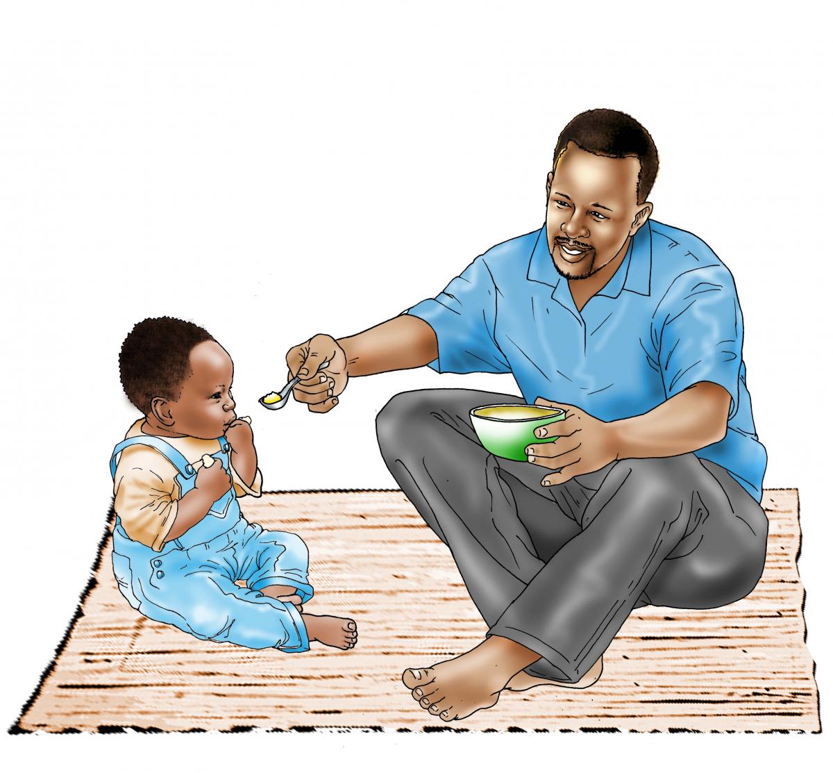 Complementary feeding - Father feeding child 9-12 mo - 01 - Nigeria