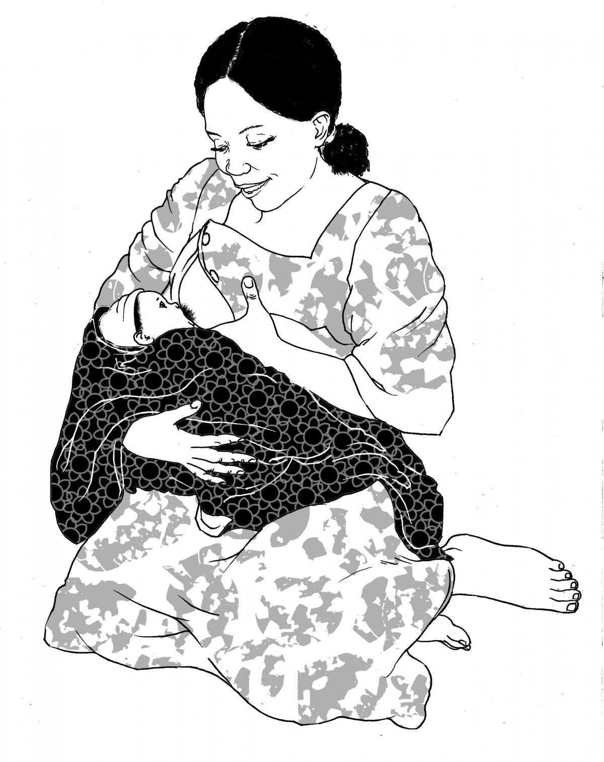 Breastfeeding - Exclusive breastfeeding - kneeling - 0-6 mo - 00 - Non-country specific