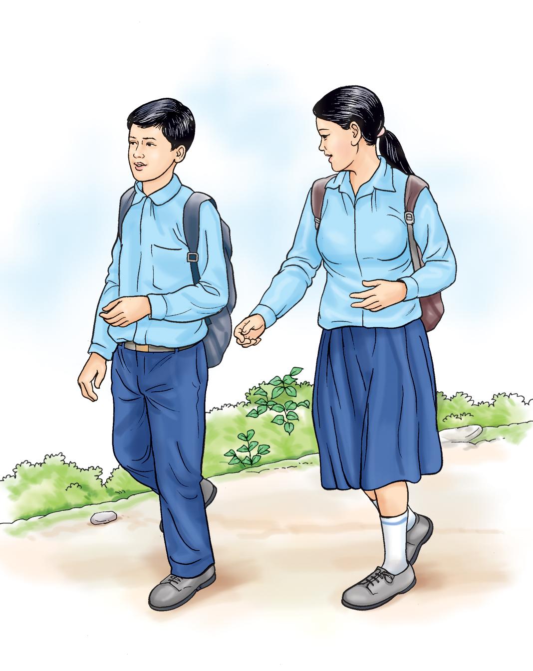 People - Adolescents walking to school - 01B - Nepal People - Adolescents walking to school - 01B - Nepal